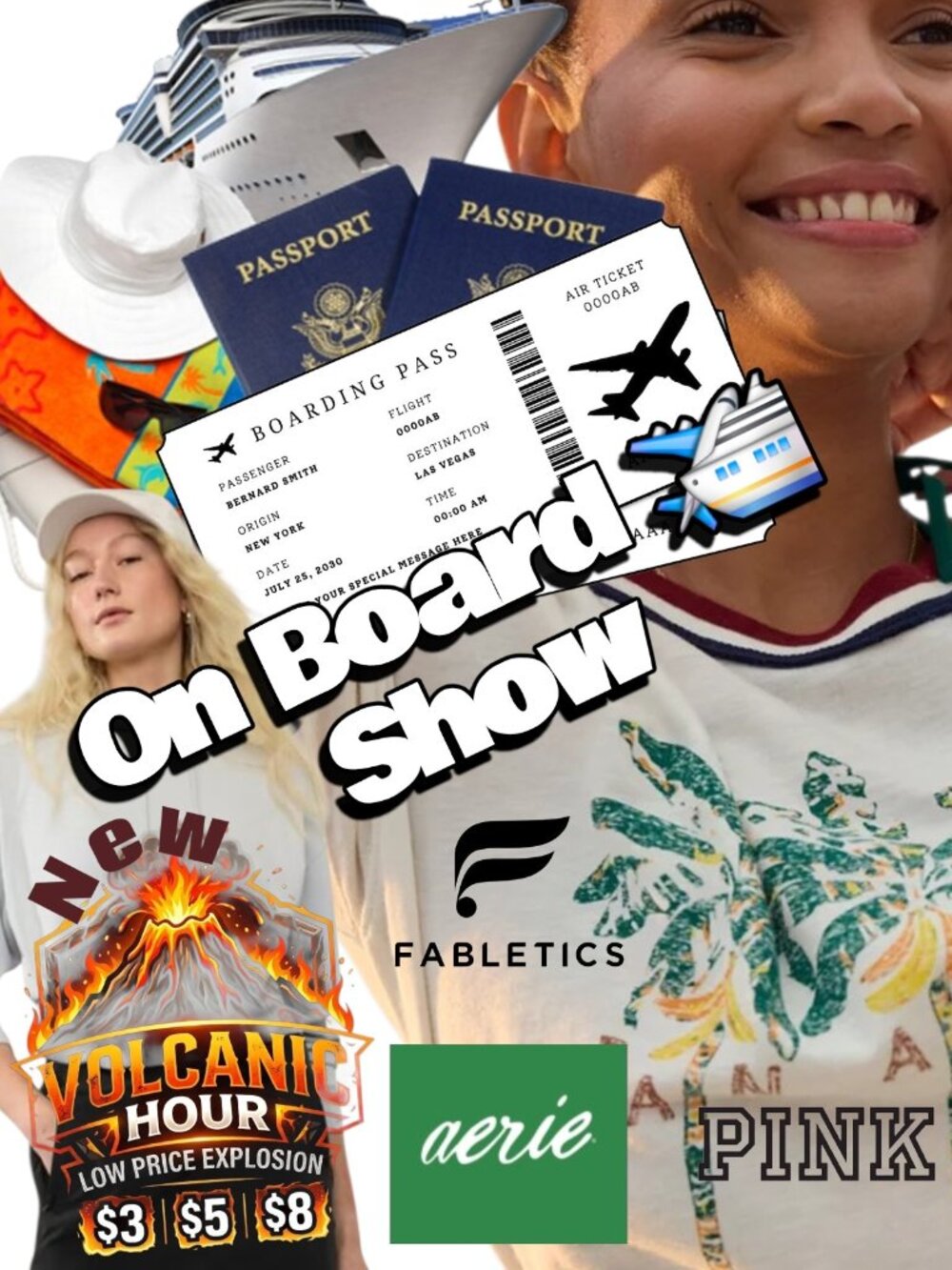 ON BOARD -Vacations,casual&active wear,NWT Aerie,VS,Volcanic Hour,Raffle Start$3